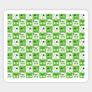 Frenchies with Glasses Pattern Green Sticker